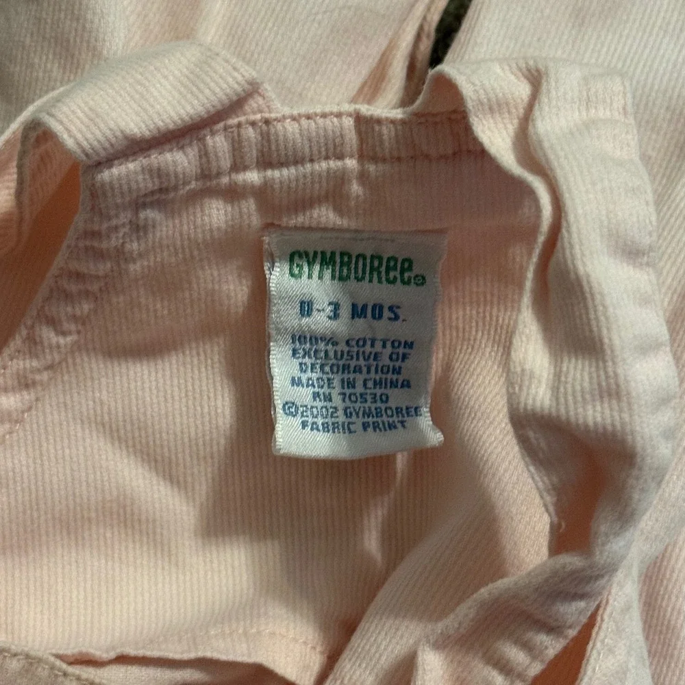 Vintage Gymboree Pink Corduroy Rose Floral Ruffle Overalls 0-3 Months 2002
